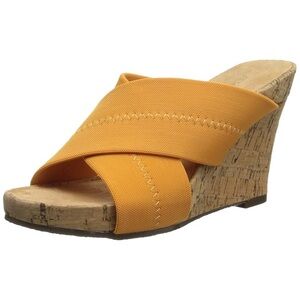 AEROSOLES PARTY PLUSH Women's Fabric Wedge Open Toe Sandal Size 10M NWOT